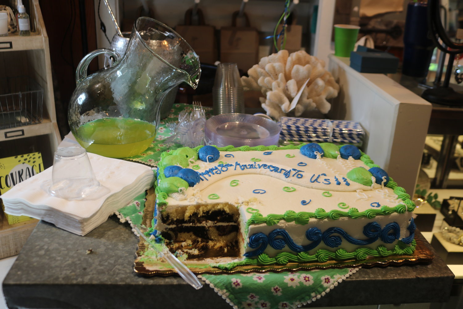 Margaritas and anniversary cake were found inside the Sidney Cardel boutique in celebration of its eighth anniversary.